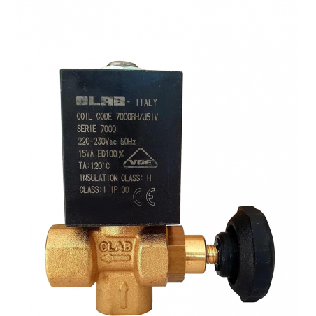 Electrovanne vapeur OLAB avec reglage 1/4" 230V (7000) Ø 2,8mm